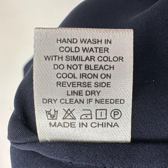 Quince Silk Shirt Dress Navy Blue sz L Women's Long Sleeve Belted NWT - Picture 8 of 8